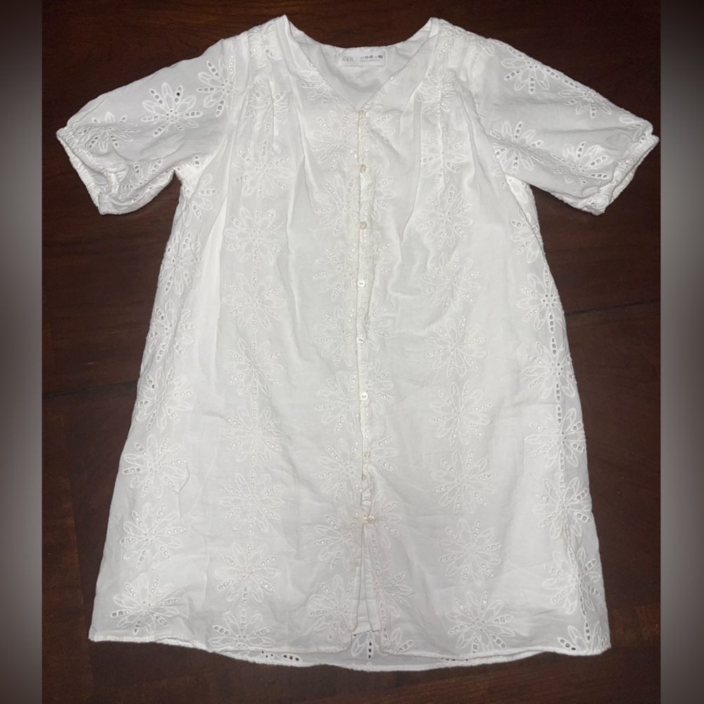 Zara white embroidery cotton dress size 11-12 EXCELLENT - Picture 2 of 4
